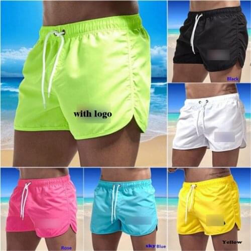 Summer Mens Swimwear Shorts Solid Beachwear Sexy Swim Trunks Men Swimsuit Low Waist Breathable Bathing Beach Wear Surf 2020