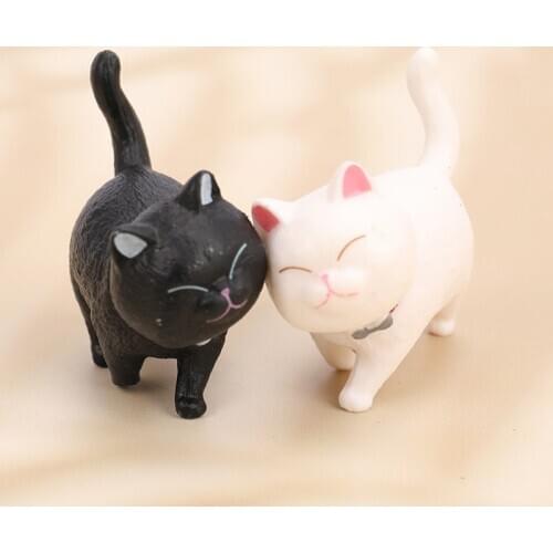 1Pcs Cute Mini PVC Animation Model Cat Doll Figures Toy Creative Individuality Handicraft Ornaments Dashboard Balcony Decoration