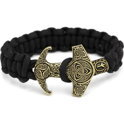 Men Viking Talisman Thor Hammer Amulet Hammer Odin Raven Symbol Knot Bracelet