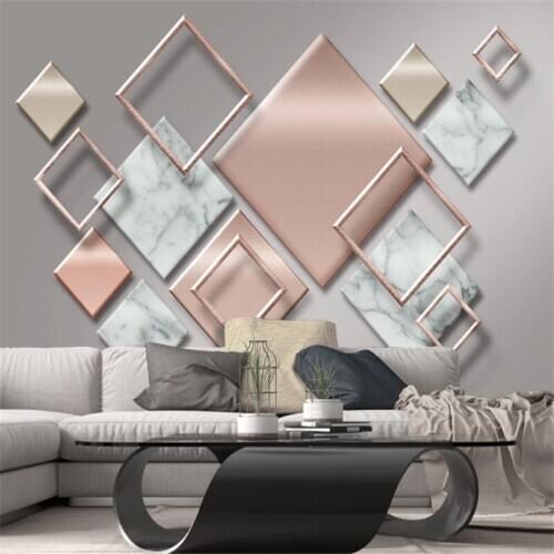 Custom Mural Wallpaper 3d Geometric Marble Mosaic Modern Minimalist TV Background Wall Painting