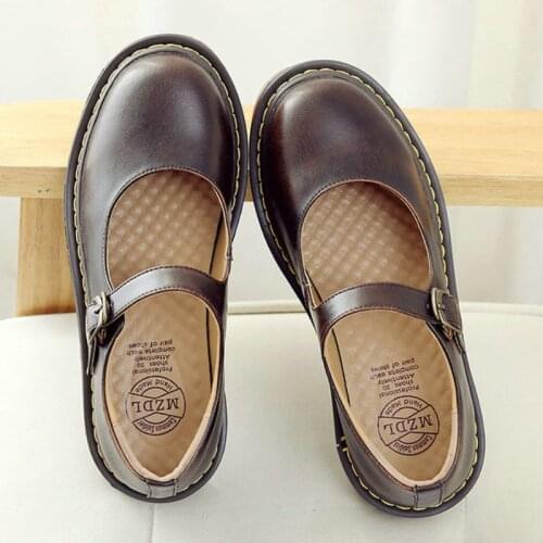 2020 New Autumn England Cowhide Leather Martin Shoes Womens College Wind Uniform Shoes Korean Version Wild Size 34-41