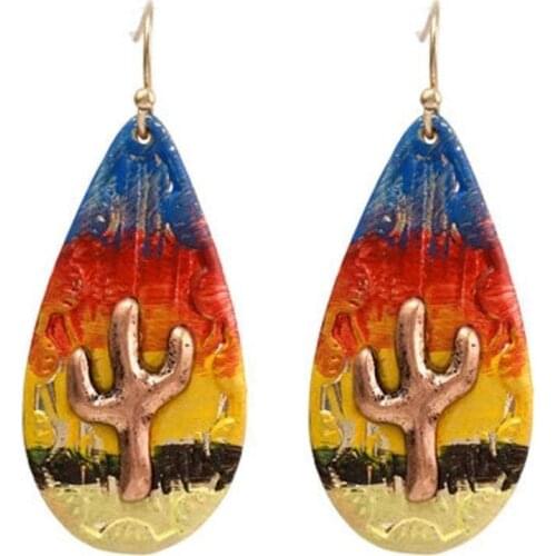 2021 Wholesale European and American New Colorful Color Matching Drop-shaped Earrings Stereo Cactus Creative Earrings