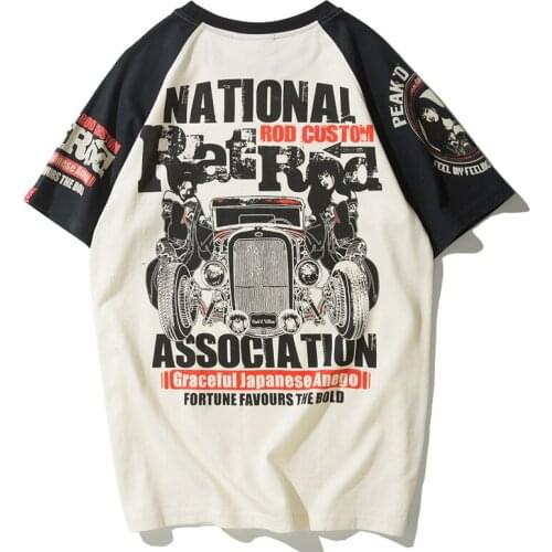 2021 new Japanese Ukiyo-e personality breathable printing beauty motorcycle T-shirt pure cotton loose style trend short-sleeved