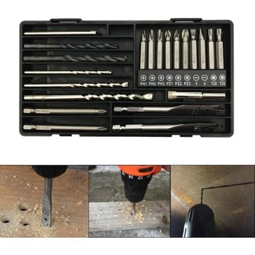 New 21Pcs HSS Drill Bits Accessory Set Tile Bits Twist Bits Impact Bits Screwdriver Bits Woodworking Metal Drilling Drill Tool