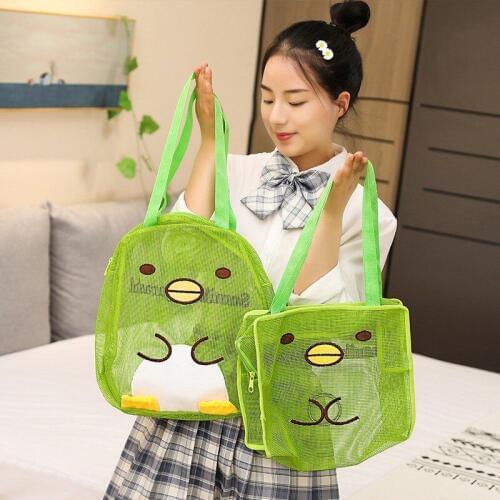 Sumikko Gurashi Transparent Mesh Wash Bag Cute Cartoon Portable Travel Cosmetic Storage Pouch Girls Outdoor Beach Shoulder Bags