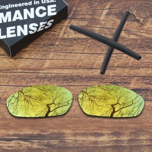 ToughAsNails Gold Mirrored Polarized Replacement Lens and Gray Earsocks for Oakley Whisker