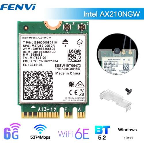 Dual Band WI-FI 6E AX210 M.2 NGFF 2400Mbps Wireless Card For Intel AX210NGW 2.4Ghz/5G 802.11ax Bluetooth 5.2 Wifi Network Card