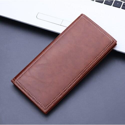 Men Wallets Long Style PU Leather Card Holder Male Purse Zipper Large Capacity Brand Oil Wax Leather Wallet For Men Coin Purse