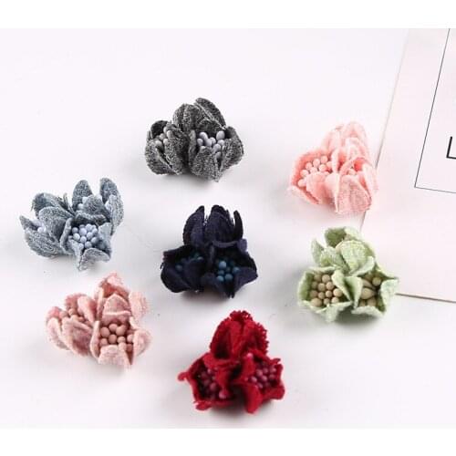 Felt Flower Rose Bud Hair Flower with stamen Hair Accessories DIY Flower Accessory No Clips for Hair Band