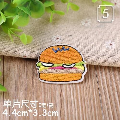 Embroidered Iron-on Patches Cloth Sewing DIY Kids Motif Applique Sticker Handmade Cartoon Decoration Hamburger