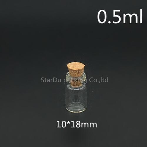 High-quality 10*18mm small Cork glass bottle 0.5ml Drifting jar lucky bottle 100pcs/lot Cork bottle