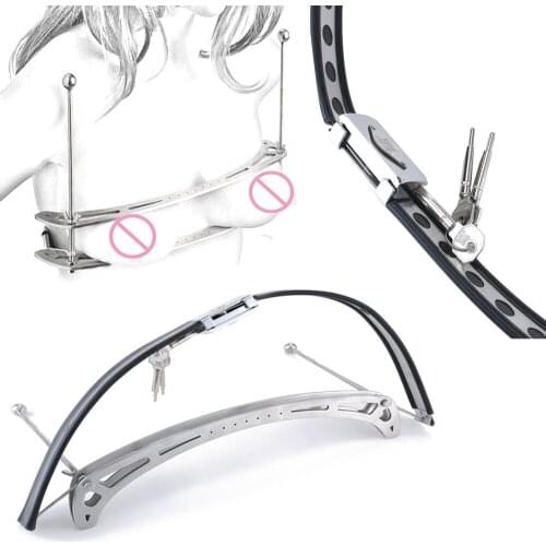 Wiith Lock torture play Clamps cage Nipple clips breast BDSM Bondage Restraints metal female Fetish adult sex toy for women