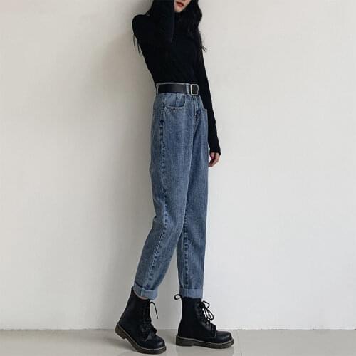 Woman Jeans Pants High Waist Jeans Womens Loose Straight Harem Pants Autumn and Winter Long Pants Pantalones Vaqueros Mujer