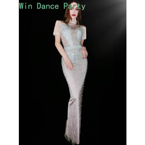 Anniversary Ball Sequin Mermaid Evening Dresses 2021 Elegant High neck Floor-length Long Women Formal Gowns With Short Sleeve