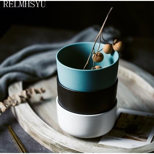 1PC RELMHSYU 4.5 Inch Nordic Style Ceramic Rice Soup Salad Small Baking Dinner Bowl Household Tableware