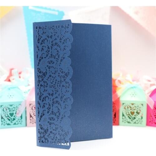 1pcs Sample Graceful Flowers Trifold Laser Cut Pocket Wholesale Wedding Invitation Cards new year card postcards christmascard