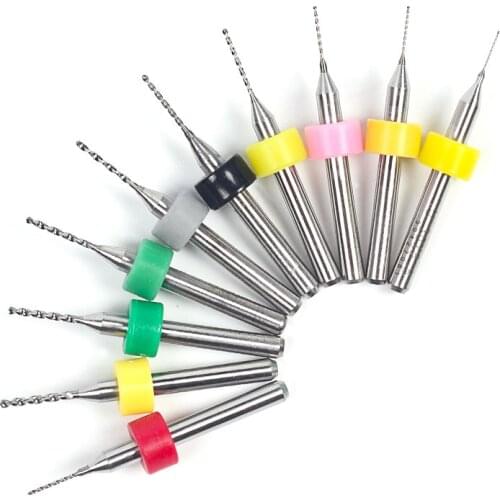 10PCS/SET 0.1mm-1.2mm PCB engraving tungsten steel twist drill alloy micro drill bit amber beeswax punch 0.2-3.0 SMT CNC