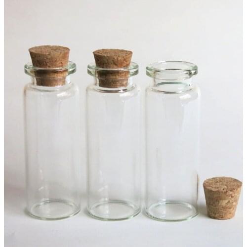 100 x 14ml Glass Container with Wood Cork Tubes 14cc Clear Color Crimp Neck Glass Container Decorative Bottle Craft Bottle