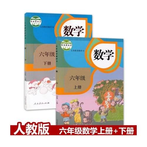 2 Books China Student Schoolbook Textbook Maths Book Primary School Grade 6 ( Language: Chinese )