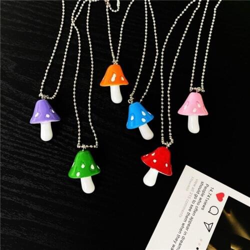 2021 Fashion Resin Cartoon Imitation Mushroom Pendant Necklace For Women Men Colorful Simple Cute Charm Necklaces Jewelry Gift