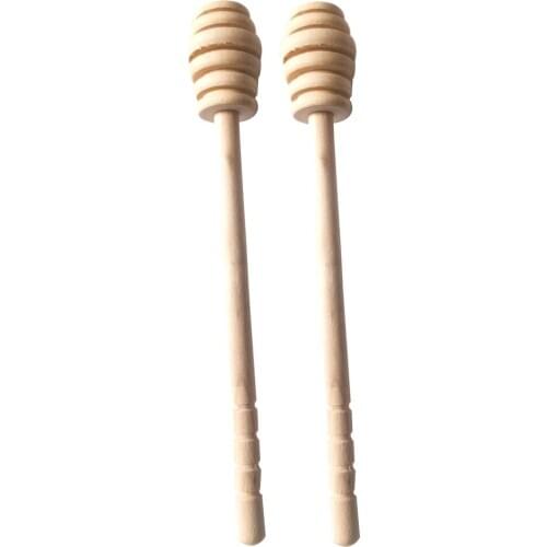 2x Wooden Jam Honey Dipper Spoons Stick Honey Jar Mixing Stirrer Baking Tool