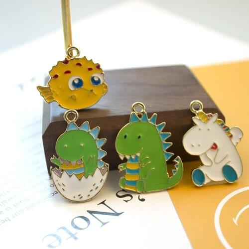 6pcs/lot cute dinosaur enamel clown fish eggshell dinosaur baby children for DIY Earring Jewelry Handmade Finding XL727
