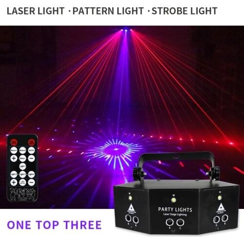 8M Laser Lamp Flashlight Sound Control Stage DJ Light with Remote Control 9 Holes For KTV Christmas Projection Light