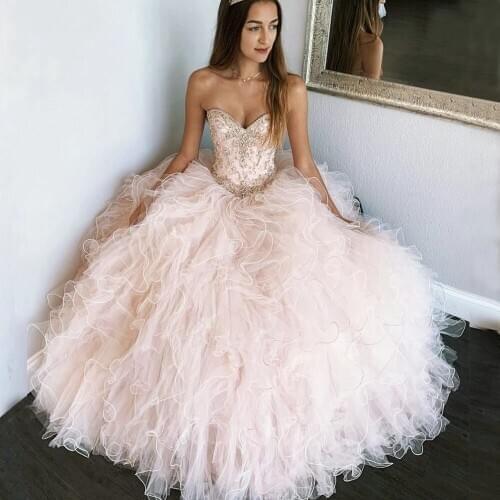 Angelsbridep Sweetheart Ball Gown Quinceanera Dresses Vestidos De 15 Anos Formal Crystals Sweet 16 Organza Birthday Party Gowns