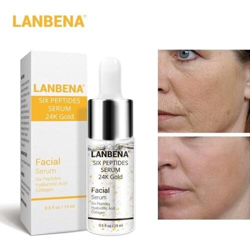LANBENA 24K Gold Anti-Aging Anti-Wrinkles Face Serum Care Six Peptides Whitening Essence Fade Freckles Moisturizing Nourish Skin