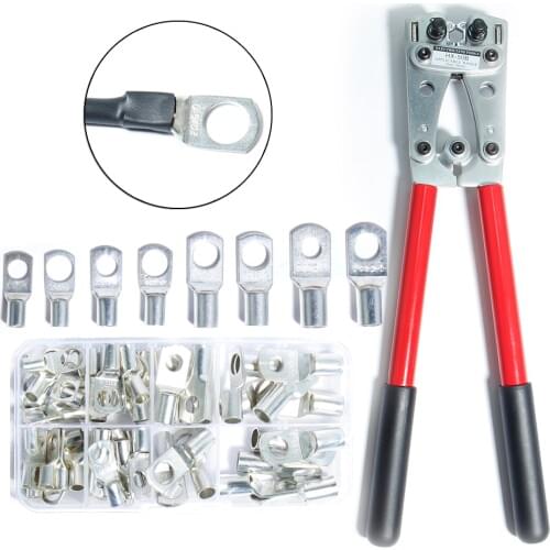 Assortment Car Auto Wire Crimp Connector Bare Battery Terminals Kit HX-50B Crimping Plier Tube Crimper Cable Hand Tools Welding