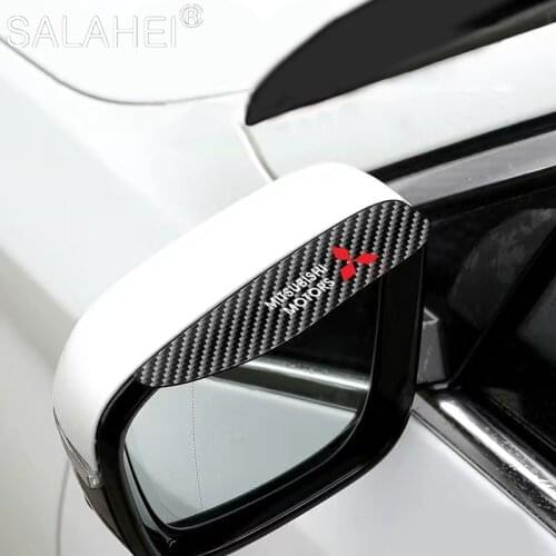 Car Rear View Mirror Carbon Fiber Pattern Rain-proof Eyebrow For Mitsubishi ASX Ralliart Outlander Lancer Pajero Eclipse Galant