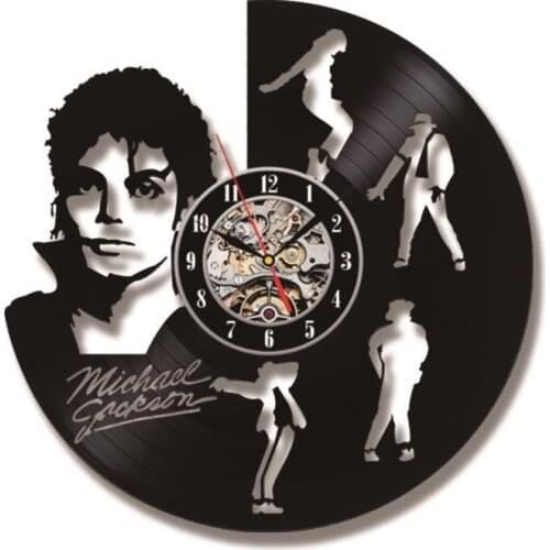 Dancing Michael Jackson Shape LED Vinyl Record Clock Creative Hanging Clocks Antique Home Decor Black Round Hollow Wall Clock