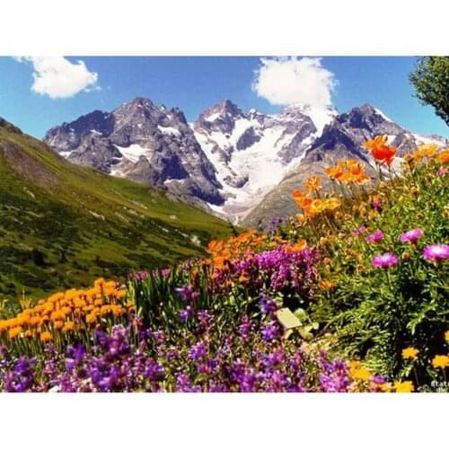 Flower Landscape DIY Embroidery 11CT Kits Needlework Craft Set Cotton Thread Printed Canvas Home Decoration Wholesale On Sale