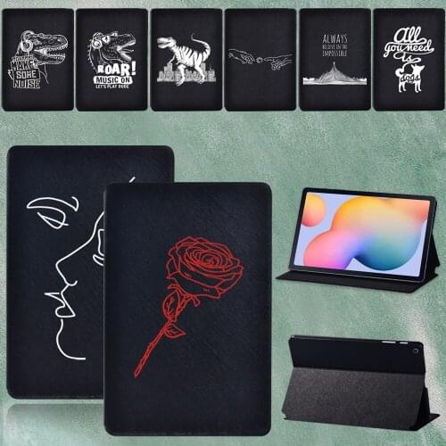 For Samsung Galaxy Tab S6 Lite 10.4'' 2020 P610 P615 PU Leather Print Pattern Tablet Case Cover + Stylus