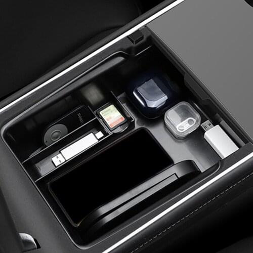 2021 New Tesla Model3 Car Central Armrest Storage Box For Tesla Model 3 Accessories Center Console Flocking Organizer Containers