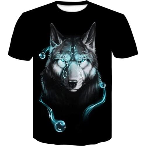 2021 Newest fashion Summer T-shirts Wolf 3D Printing Animal Cool Men/Women black Short Sleeve premium Tops oversized t shirt