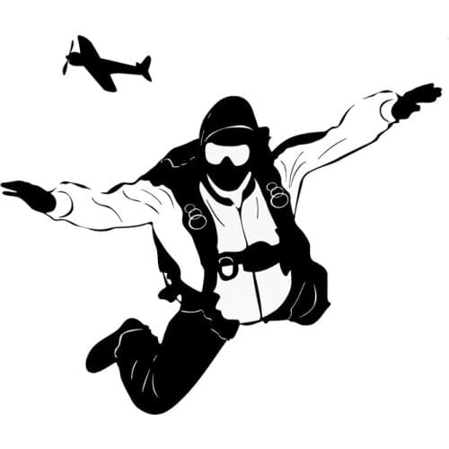 Customized Skydiving Extreme Sports Car Sticker Pvc Fashion Decals Covering Body Scratches Black/white, 18cm * 15cm