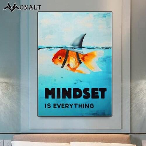 Canvas Painting Blue Ocean Fish Iceberg Alphabet Inspirational Poster Seascape Wall Pictures Living Room Decorative Paintings