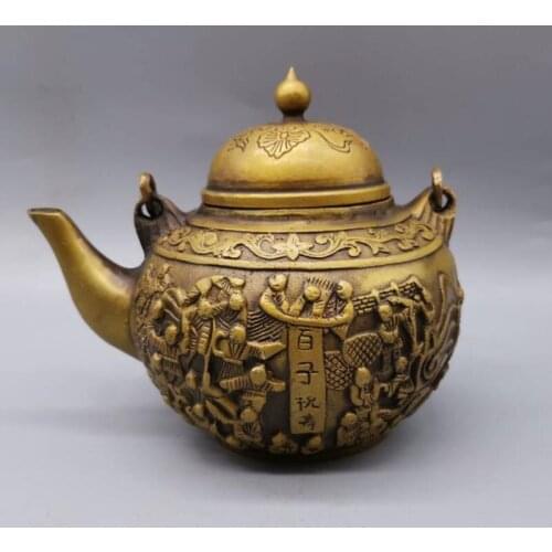 China brass Many child pattern teapot crafts statue