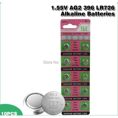 10pcs/pack LR726 396 AG2 Button Battery SR726 196 Cell Coin Alkaline Batteries 1.55V SG2 SR9 726 LR59 For Watch Toys Remote