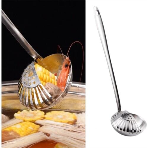 Stainless Steel Colander Soup Spoon Long Handle 31.5cm Hot Pot Spoon Cooking Filter Mesh Tableware Hot Pot Spoon Fishing Spoon