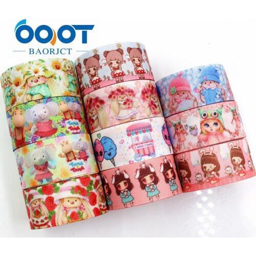 OOOT BAORJCT G-18802-777 25 mm 10 yards Cartoon Ribbons Thermal transfer Printed grosgrain Wedding Accessories DIY material