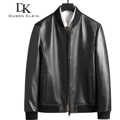 Men Genuine Leather Jacket Real Sheepskin Jackets Casual Black Pockets Autumn New Jacket for Man