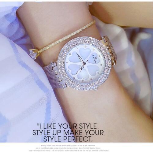New Fashion Lady Famous Brand Luxury Diamond Bling Silver Watch Women Luxury Austrian Crystals Watch Rhinestone Bangle Dropship