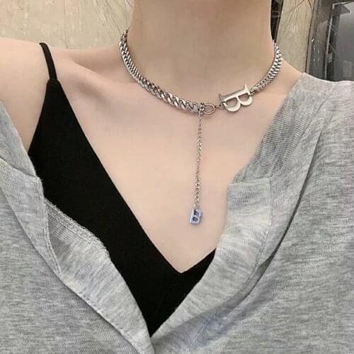 Pendant letter B stainless steel necklace. Simple temperament short clavicle chain female. Stainless steel necklace