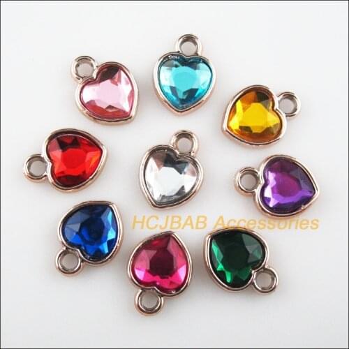 20 New Heart Charms Mixed Acrylic Pendants KC Gold Color 12.5x16.5mm