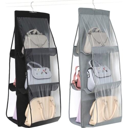 Hanging Handbag Organizer for Wardrobe Closet Transparent Storage Bag Door Wall Clear Sundry Shoe Bag with Hanger Pouch
