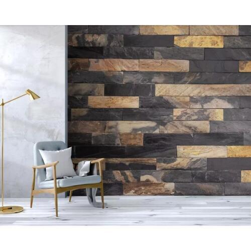 Custom black marble brick wall bedroom background wall painting