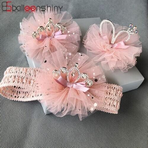 Balleenshiny Pink Flower Crown Baby Girls Headband Infant Toddler Hair Band Newborn Photography Props Kids Hair Accessories