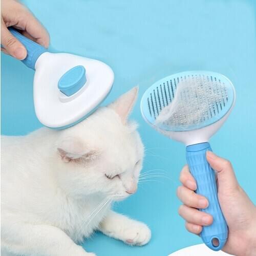 Dog Pet Comb Hair Removal Grooming Brush Stainless Steel Cats Combs Selfcleaning Flea Non-Slip Comb For Dogs Grooming Supplies